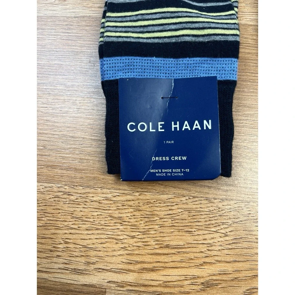 Cole Haan 2 Pairs Men's Dress Crew Socks One Size Striped NEW